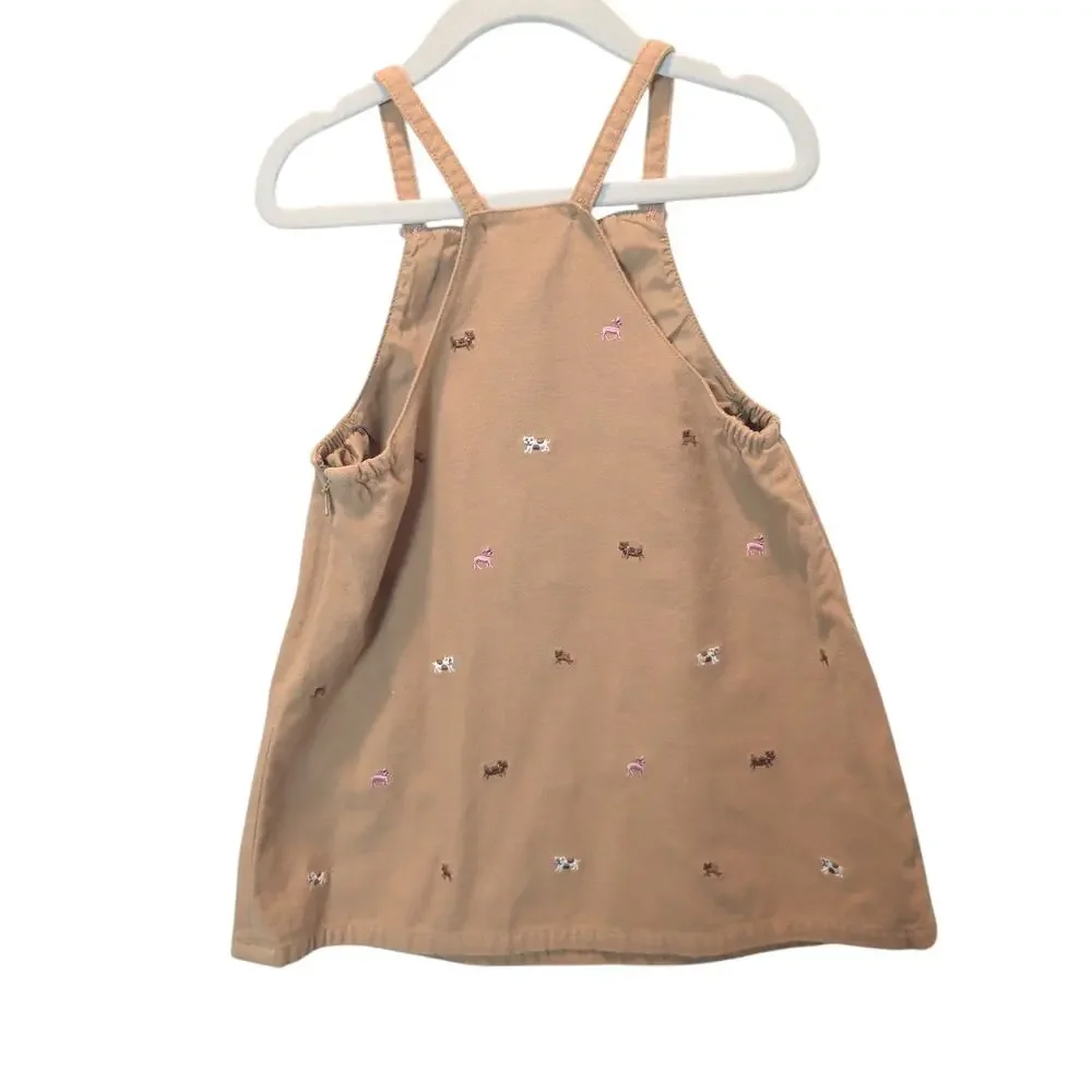 Vintage Gymboree Baby Girl Sz 18-24 mos Puppy Love Pinnie Dress Embroidered Dogs